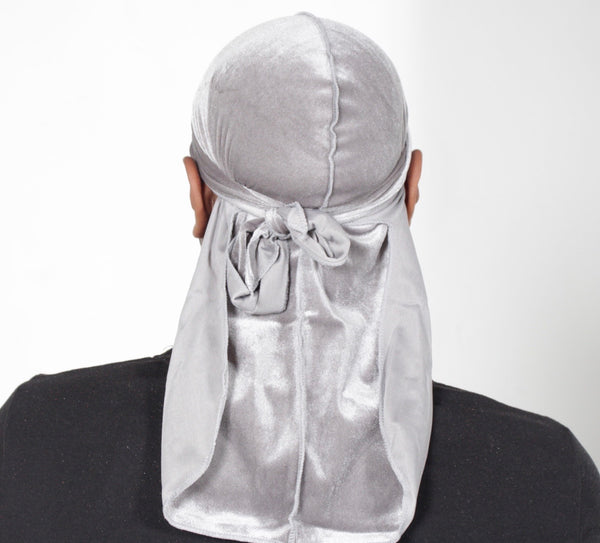 Silver/Grey Velvet Durag